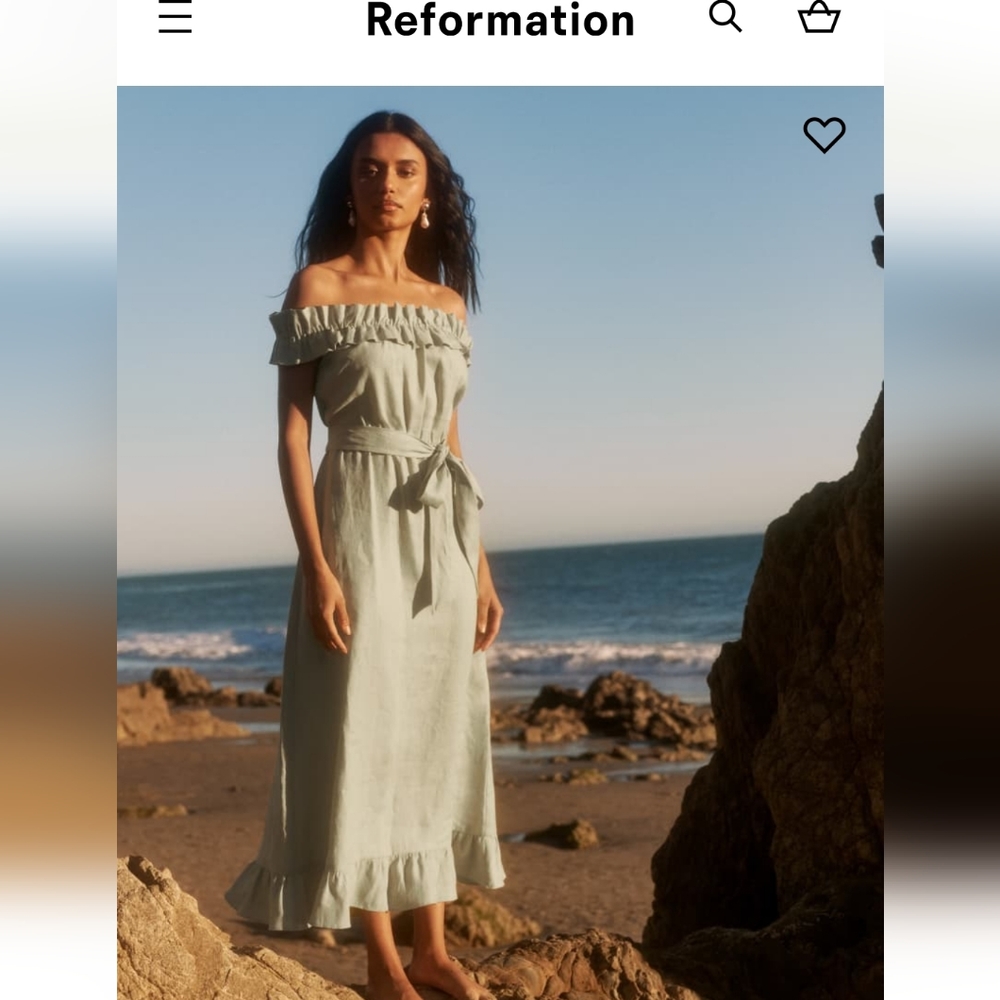 NWT Reformation Sycamore Linen Dress. Size XS. Dried Herbs.